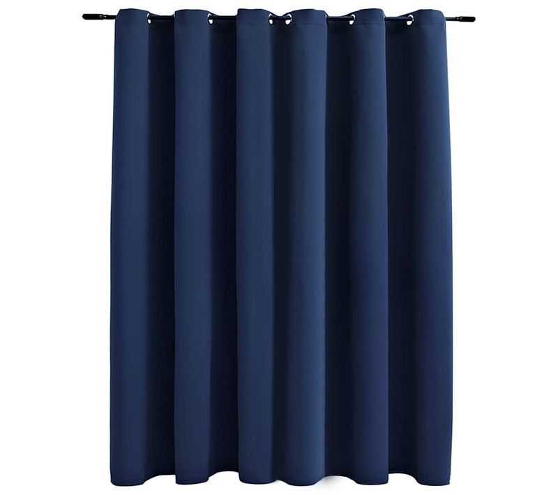 Rideau Occultant Avec Anneaux En Métal Bleu 290x245 Cm