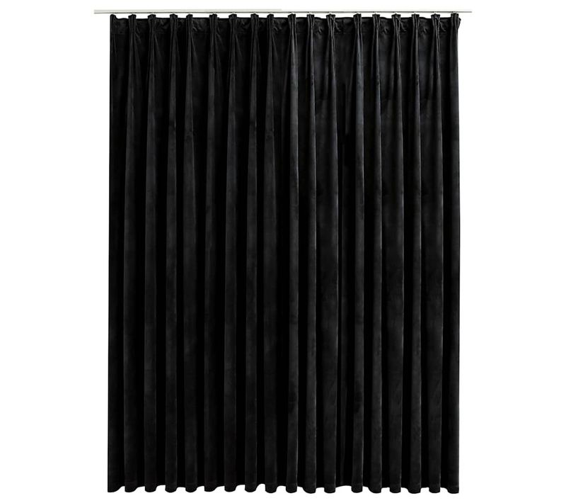 Rideau Occultant Avec Crochets Velours Noir 290x245 Cm