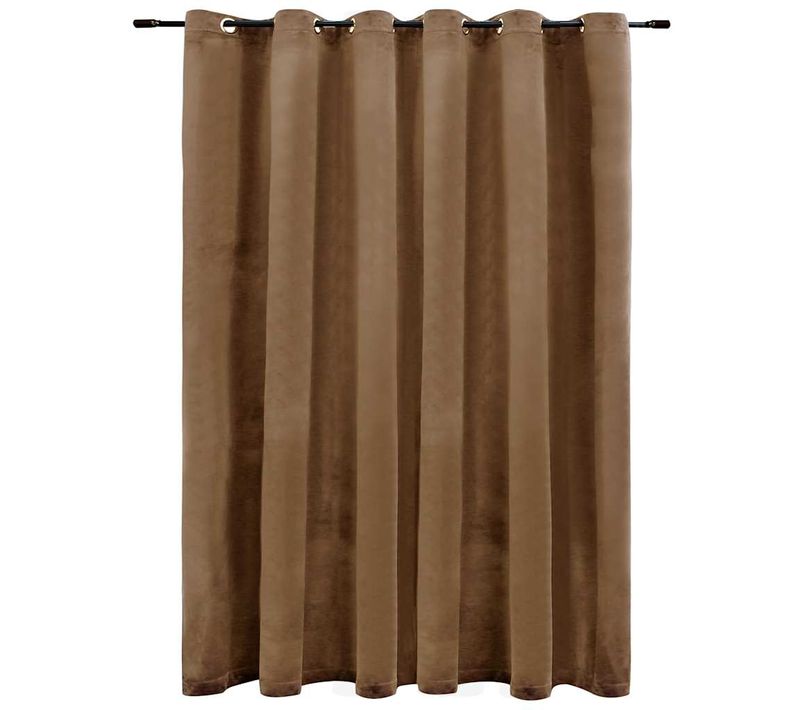 Rideau Occultant Avec Anneaux En Métal Velours Beige 290x245 Cm