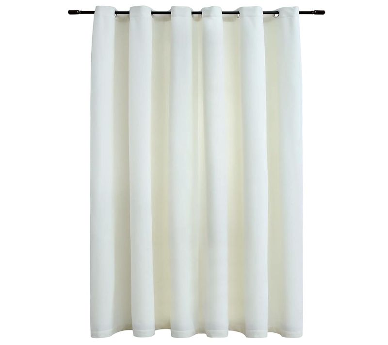 Rideau Occultant Avec Anneaux En Métal Velours Crème 290x245 Cm