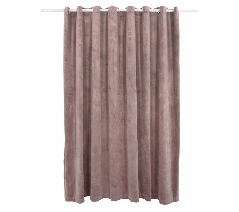 Rideau Occultant Avec Anneaux En Métal Velours Rose 290x245 Cm