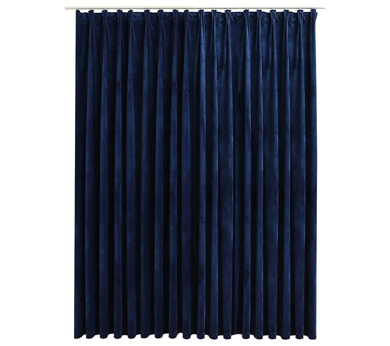 Rideau Occultant Avec Crochets Velours Bleu Foncé 290x245 Cm