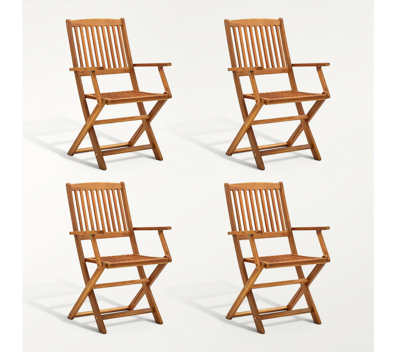 Vidaxl Chaises D'extérieur Lot De 4 Pliables Bois D'acacia Solide Sièges Meubles Terrasse Jardin