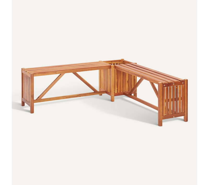 Banc De Jardin Et Jardinière 117x117x40 Cm Bois Solide D'acacia Durable