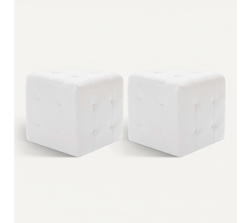 Poufs 2 Pièces Blanc 30 X 30 X 30 Cm Simili