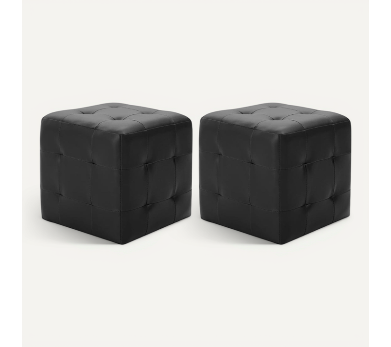 Poufs 2 Pièces Noir 30 X 30 X 30 Cm Simili