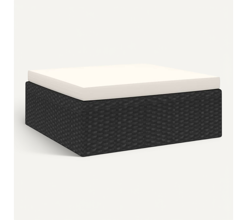 Repose-pied Sectionnel 1 PC Avec Coussin Résine Tressée Noir