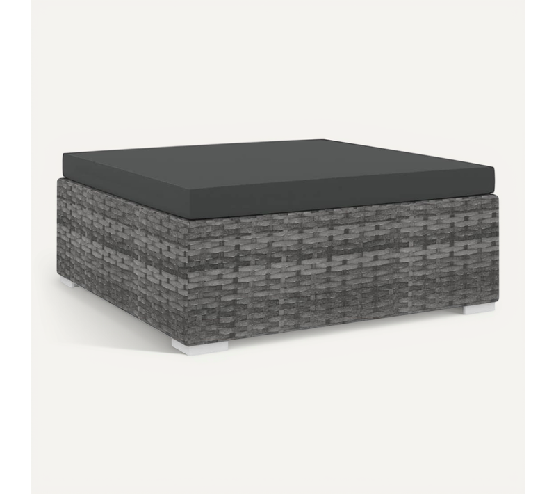 Repose-pied Sectionnel 1 PC Avec Coussin Résine Tressée Gris