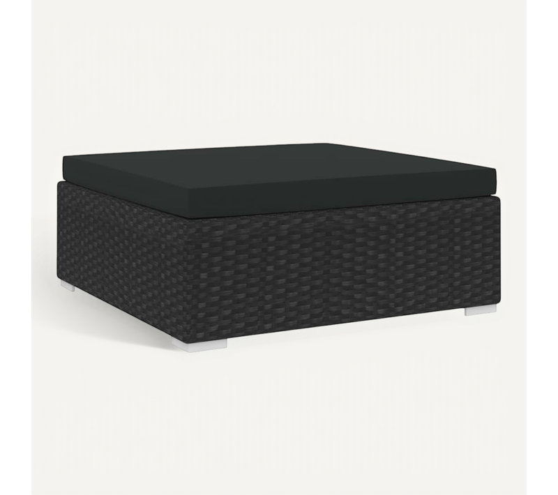 Repose-pied Sectionnel 1 PC Avec Coussin Résine Tressée Noir