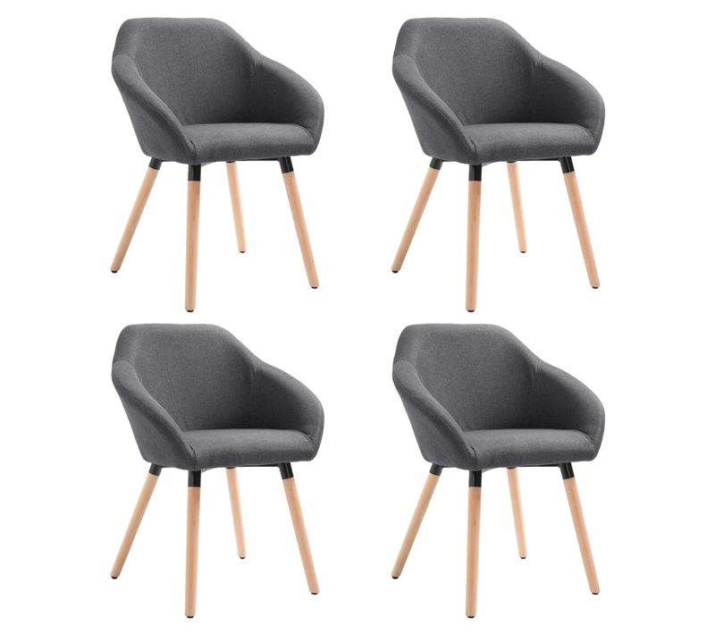 Chaises À Manger Lot De 4 Gris Foncé Tissu