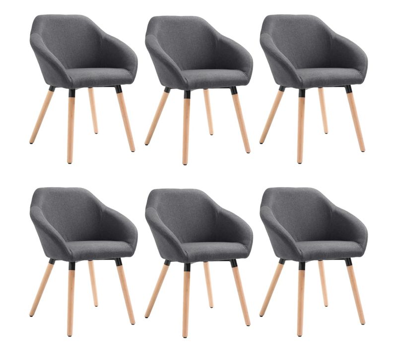 Chaises À Manger Lot De 6 Gris Foncé Tissu