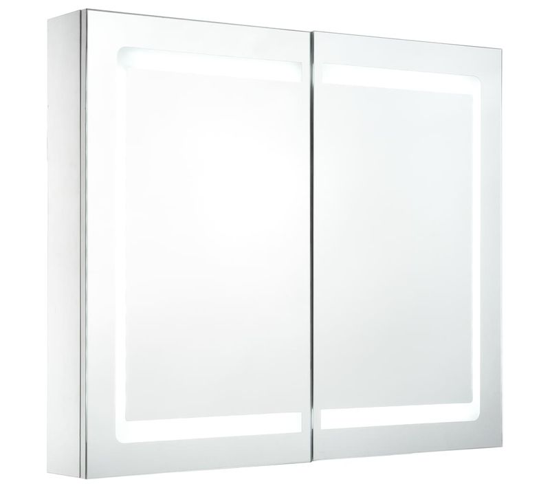 Miroir De Salle De Bain LED Avec Armoire De Rangement Éclairage Écoénergétique 80x12,2x68 Cm