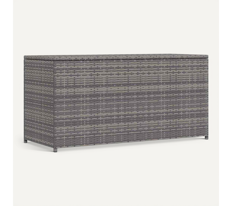 Boîte De Rangement De Jardin Avec Doublure Gris 120x50x60 Cm Résine Tressée Caisse Coffre
