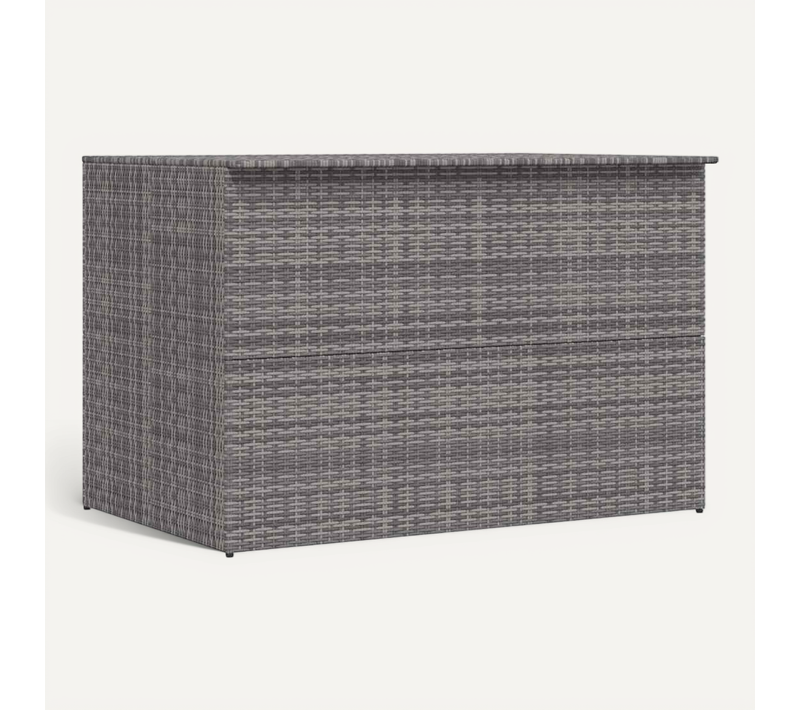 Coffre De Rangement De Jardin 150x100x100 Cm Poly Rotin Gris Cadre En Acier Doublure Zippée