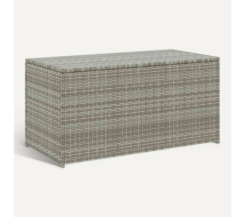 Boîte De Rangement De Jardin Avec Doublure Résine Tressée 100x50x50 Cm Gris Caisse Coffre