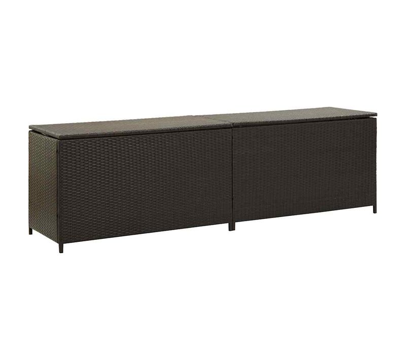Vidaxl Boîte De Rangement De Jardin Résine Tressée 200x50x60 Cm Marron Coffre De Stockage Terrasse