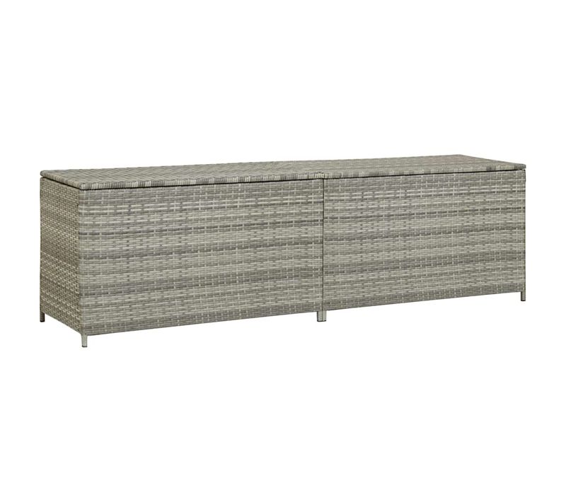 Vidaxl Boîte De Rangement De Jardin Résine Tressée 200x50x60 Cm Gris Coffre De Stockage Terrasse