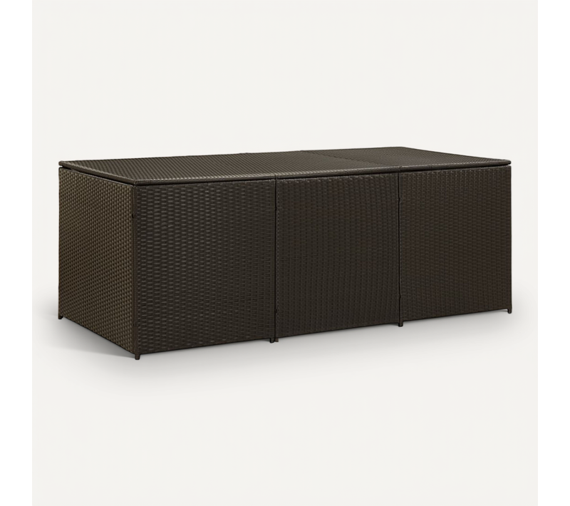 Boîte De Rangement De Jardin Résine Tressée 180x90x70 Cm Marron Grand Espace De Stockage