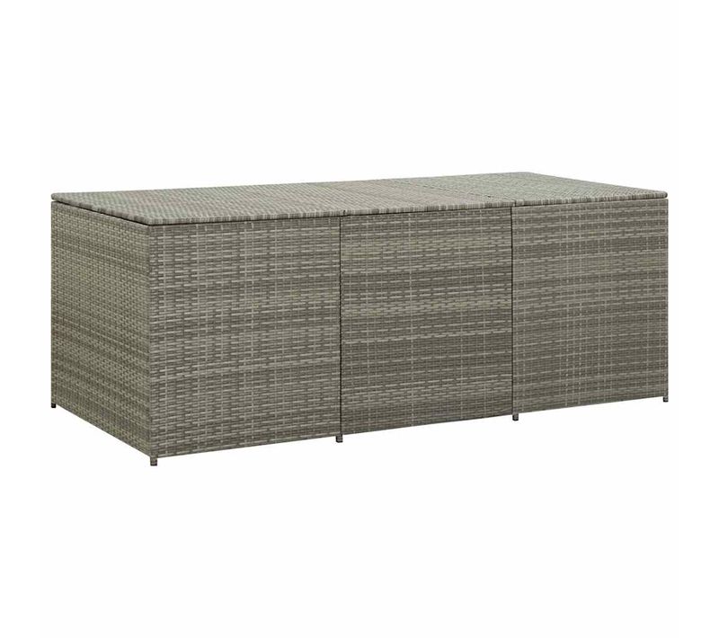Vidaxl Boîte De Rangement De Jardin Résine Tressée 180x90x70 Cm Gris Coffre De Stockage Terrasse