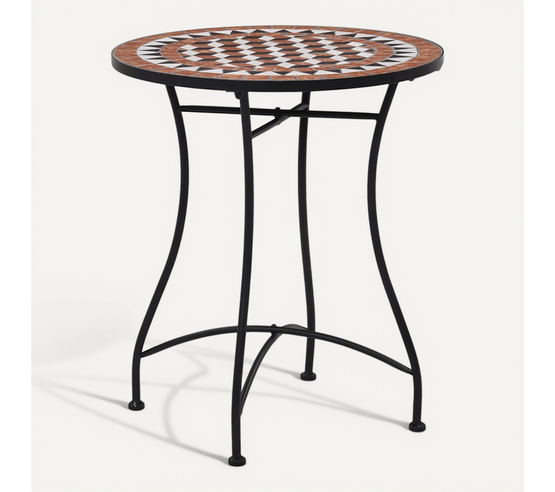 Table De Bistro Mosaïque Marron 60 Cm Céramique