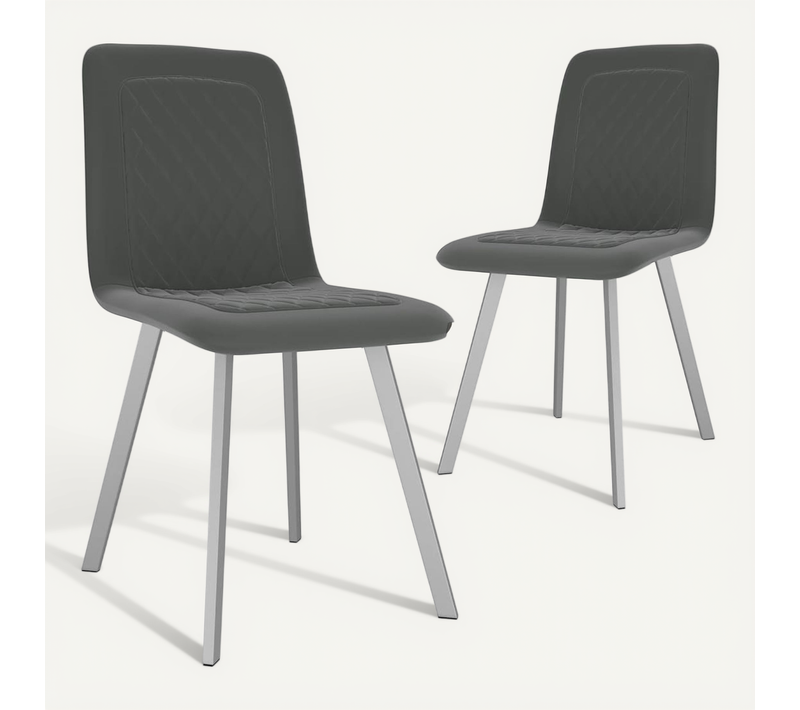 Chaises À Manger Lot De 2 Gris Velours