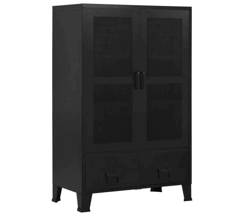 Armoire De Bureau Avec Portes En Maille Acier 75x40x120 Cm Noir