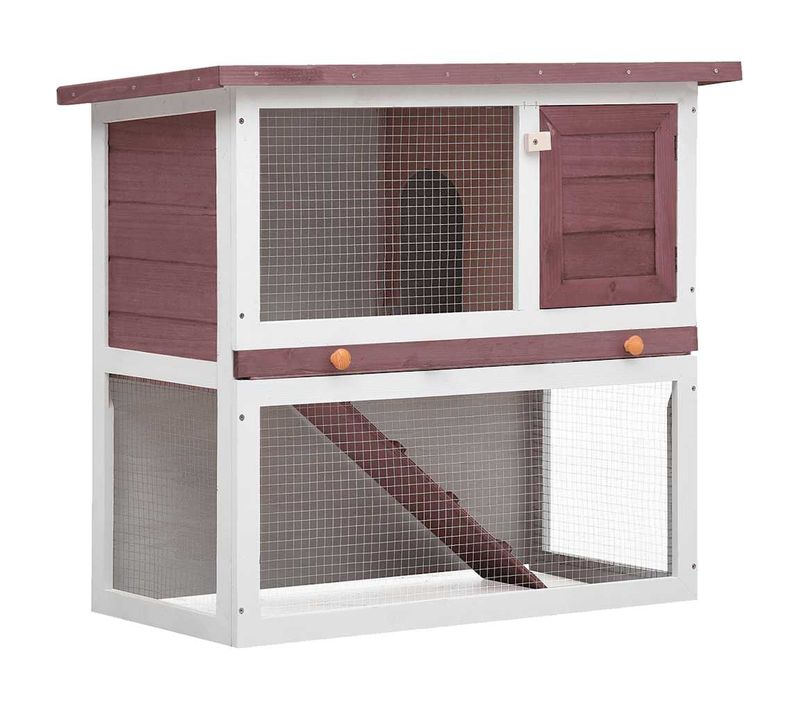 Clapier Pour Lapin Avec Plateau Amovible et Verrou Coulissant 1 Porte Bois Marron