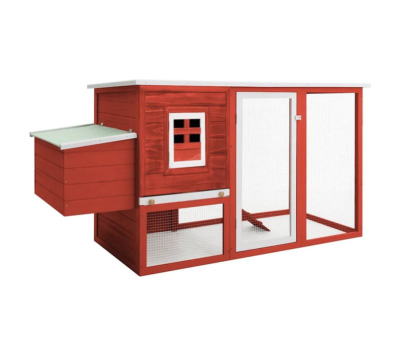 Poulailler D'extérieur Avec 1 Nichoir Rouge Bois
