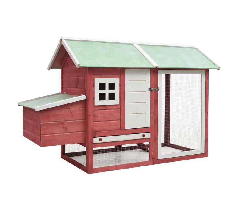 Poulailler Rouge 170x81x110 Cm Bois De Pin Massif Et Sapin