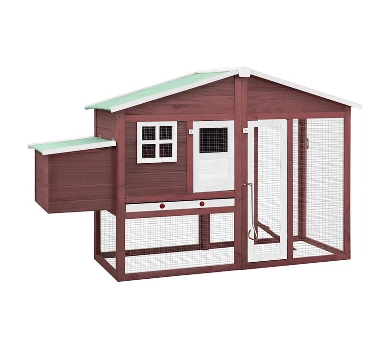 Poulailler Avec Nid Galvanisé Toit Imperméable Mocha Blanc Pin Massif 200x100x150 Cm