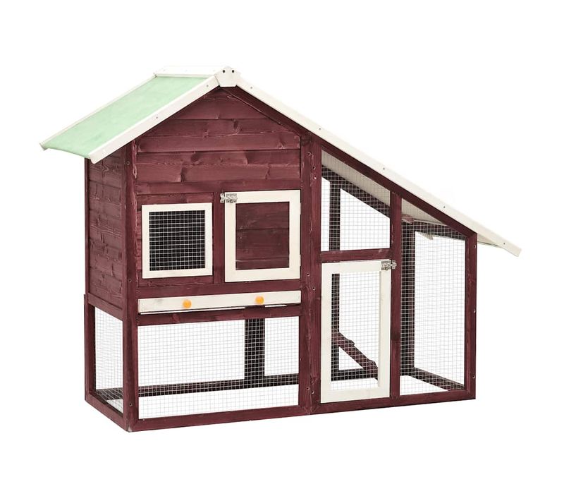 Clapier Moka Et Blanc 140x63x120 Cm Bois De Sapin Massif