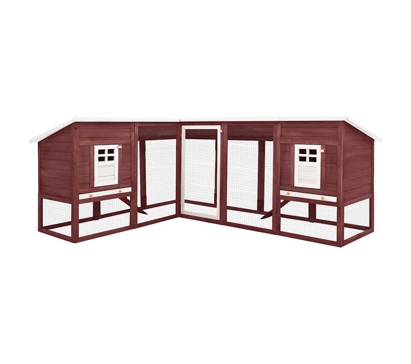 Clapier D'extérieur Avec Piste Moka Et Blanc Bois De Sapin