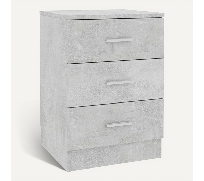 Table De Chevet Gris Béton 38x35x56 Cm Bois Contreplaqué