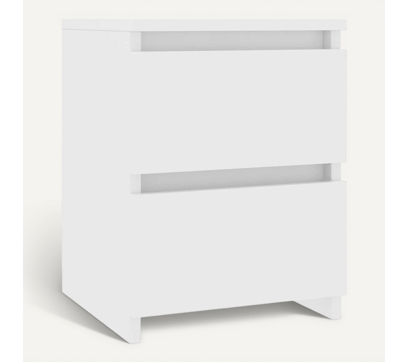 Table De Chevet Avec 2 Tiroirs Blanc 30x30x40 Cm Bois Contreplaqué Armoire De Nuit Chambre