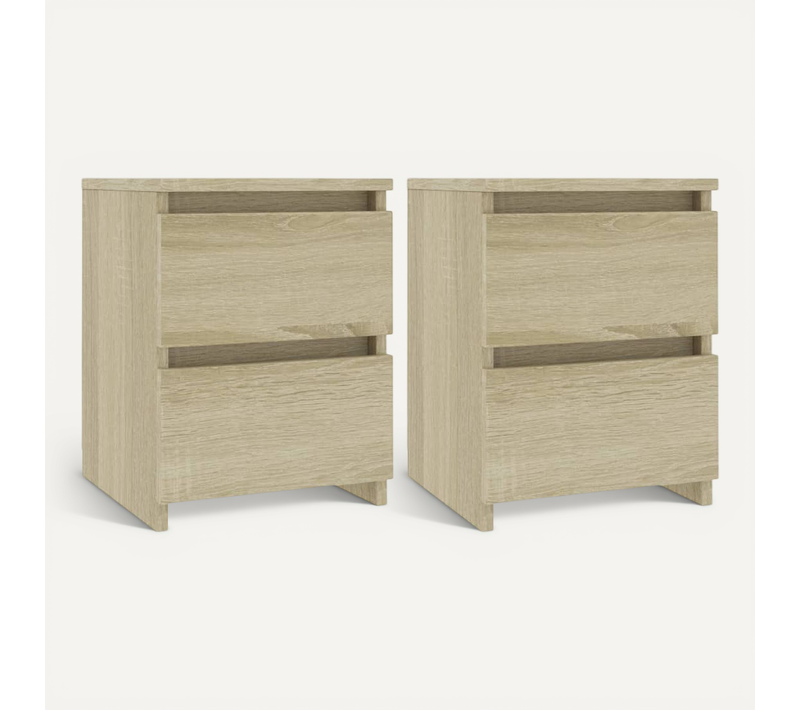 Tables De Chevet 2 Pièces Avec 2 Tiroirs Chêne Sonoma 30x30x40 Cm Bois D'ingénierie Armoires