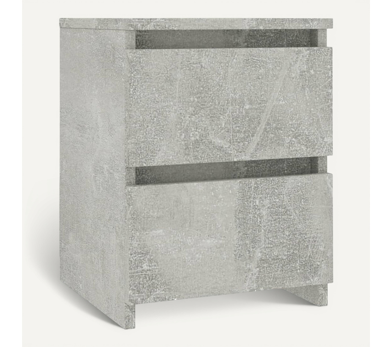Table De Chevet Avec 2 Tiroirs Gris Béton 30 X 30 X 40 Cm Bois