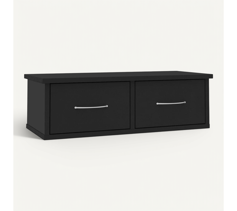 étagère Murale Avec Tiroirs Noir 60x26x18,5cm Bois Contreplaqué