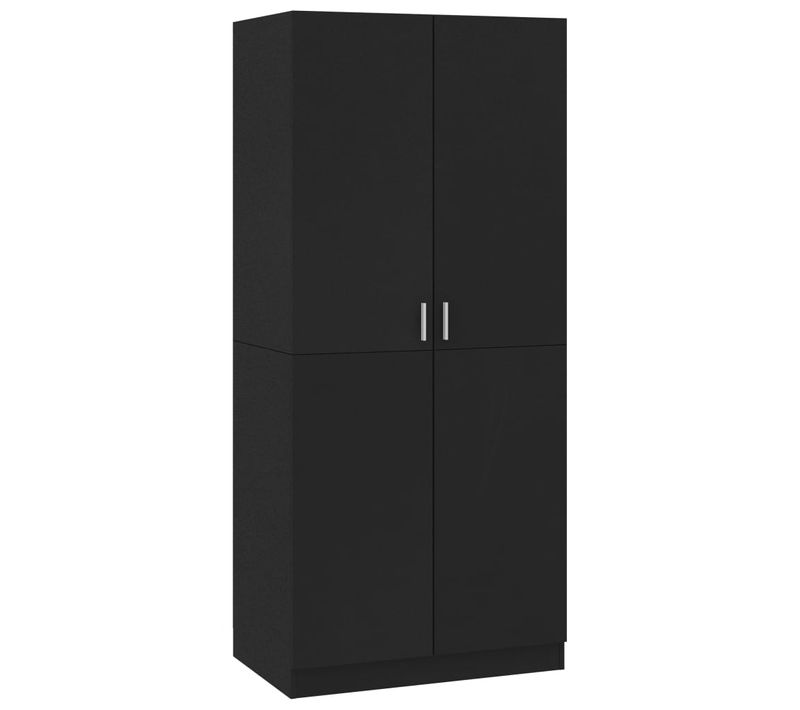 Garde-robe Noir 80x52x180 Cm Aggloméré Penderie Armoire Meuble De Rangement Chambre