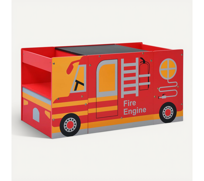 Jeu De Table Et Chaises D'enfants 3 Pièces Camion De Pompiers Bois