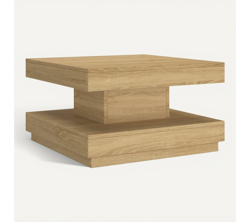 Table Basse Marron Clair 60x60x35 Cm Mdf
