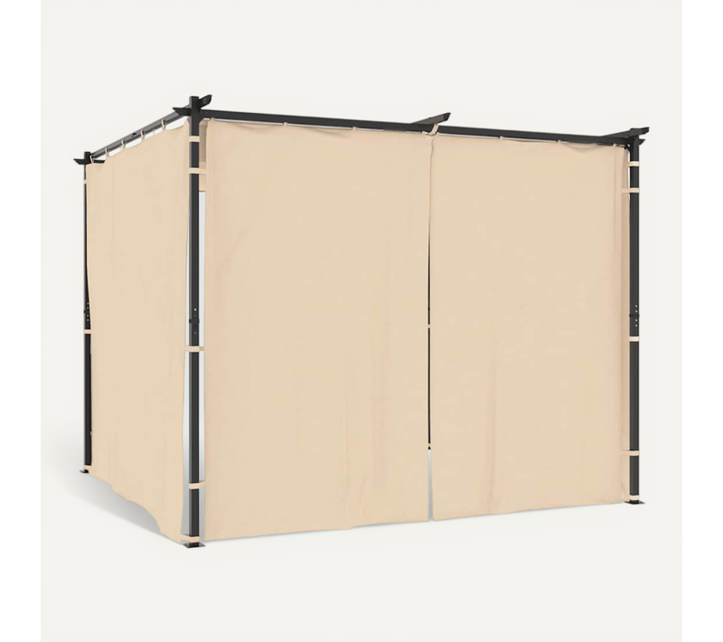 Vidaxl Tonnelle Avec Rideaux 3x3 M Crème Acier Belvédère Chapiteau Tente De Réception Jardin