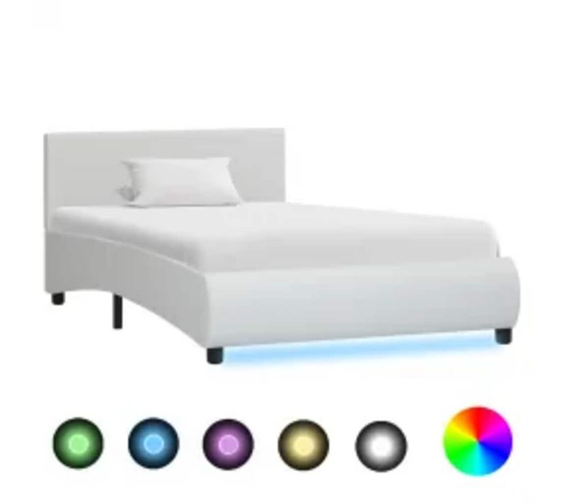Cadre De Lit Avec LED Sans Matelas Blanc Simili 90x200 Cm