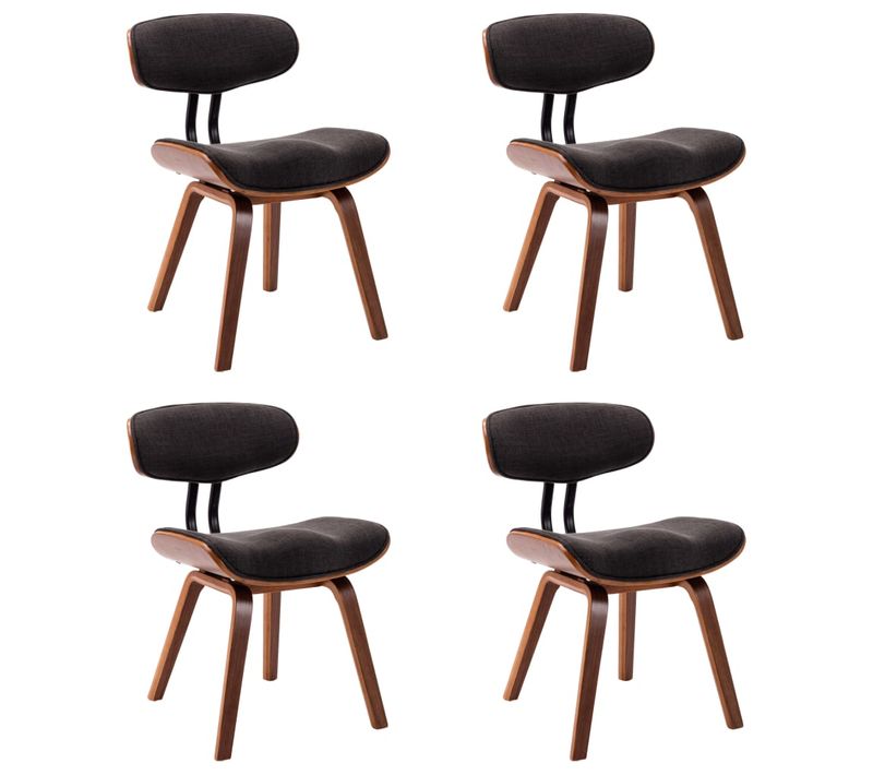 Chaises À Manger Lot De 4 Gris Bois Courbé Et Tissu