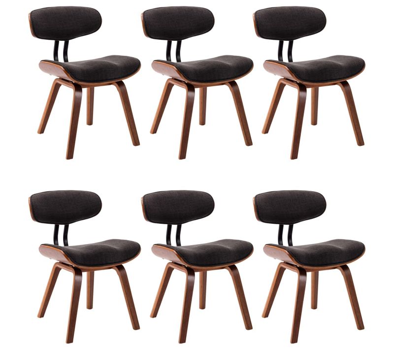 Chaises À Manger Lot De 6 Gris Bois Courbé Et Tissu
