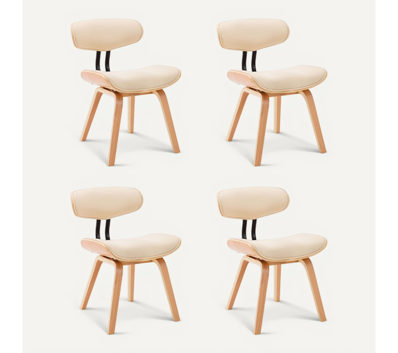Chaises À Manger Lot De 4 Crème Bois Courbé Et Simili
