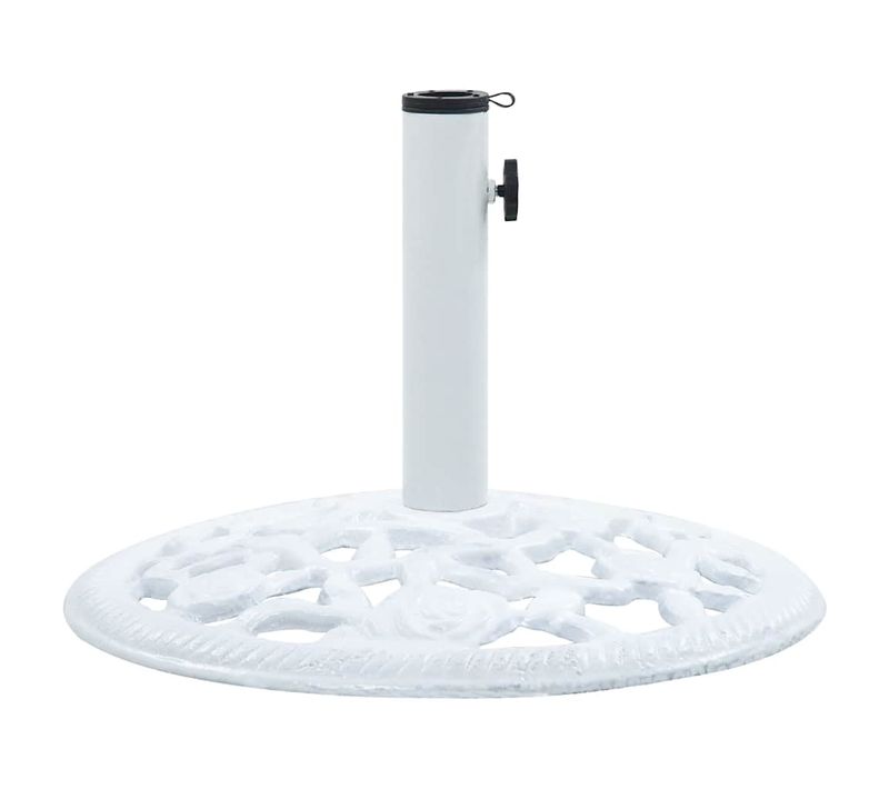 Socle De Parasol Blanc 12 Kg 48 Cm Fonte Base Pied Support Jardin Terrasse Patio Extérieur