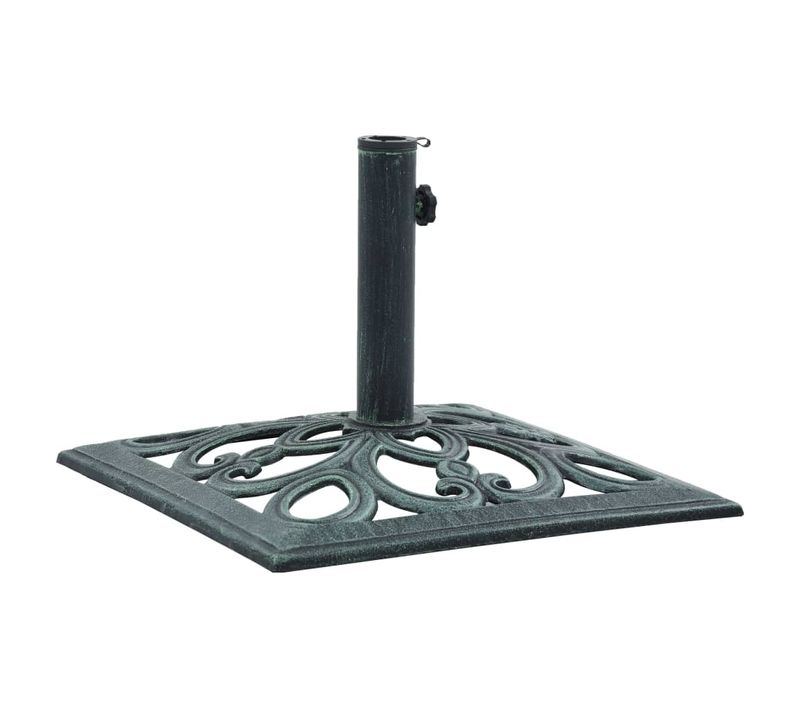 Socle De Parasol Avec Adaptateur Vert 12 Kg 49 Cm Fonte Pied Base Support Jardin Terrasse