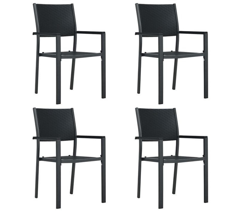 Chaises De Jardin Lot De 4 Noir Plastique Aspect De Rotin