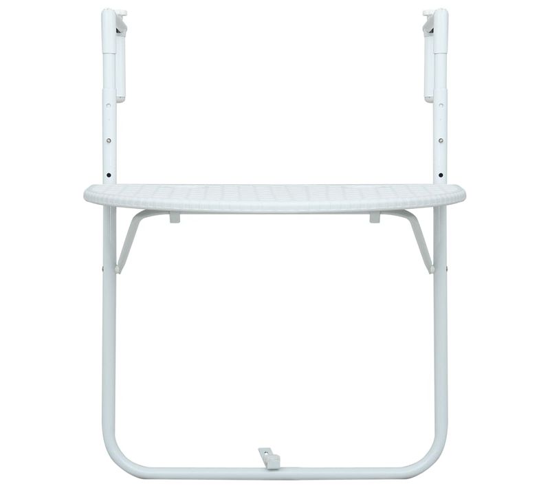 Table De Balcon Blanc 60x64x83,5 Cm Plastique Aspect De Rotin
