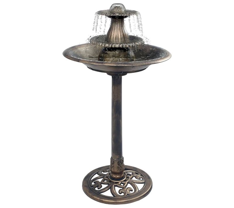 Bain Pour Oiseaux Avec Fontaine Bronze 50x91 Cm Plastique